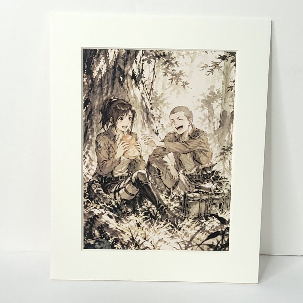 Mikasa Hange Attack On Titan Black White Card Anime Sketch Art Oversize Board A4